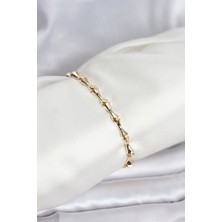 Hatıra Kutusu Pirinç Gold Renk Vıp Seri Kemik Model Zirkon Taşlı Kadın Bileklik - Lisinya