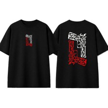 Urbvn Twins Gun Tasarım Baskılı Siyah Oversize T-Shirt