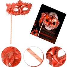 Hatıra Kutusu Kırmızı Işıltılı Tutmalı Fotoğraf Çekimi Maskesi 18X29 cm - Lisinya