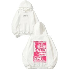 Urbvn Frank Ocean Blond Tasarım Baskılı Oversize Beyaz Kapüşonlu Sweatshirt