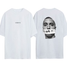 Urbvn Eminem Tasarım Baskılı Beyaz Oversize T-Shirt