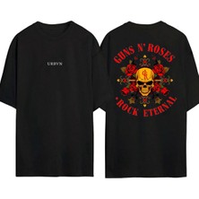 Urbvn Rock Eternal Tasarım Baskılı Siyah Oversize T Shirt