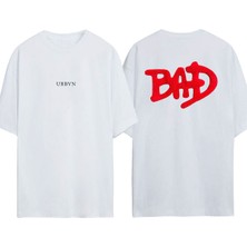 Urbvn Bad 2 Tasarım Baskılı Beyaz Oversize T-Shirt