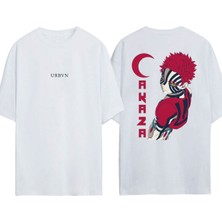 Urbvn Akaza Tasarım Baskılı Beyaz Oversize T-Shirt