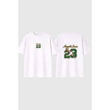 Urbvn Angel Number Tasarım Baskılı Beyaz Oversize T Shirt