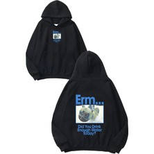 Urbvn Drink Water Tasarım Baskılı Oversize Siyah Kapüşonlu Sweatshirt