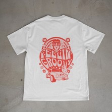 Urbvn Feeling Tasarım Baskılı Beyaz Oversize T-Shirt