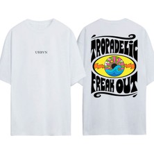Urbvn Freakout Tasarım Baskılı Beyaz Oversize T-Shirt