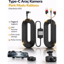 Sonreir Araç Kamerası Park Modu Kablosu Hardwire Kit USB Type-C  7/24 Park Kaydı Akü Sigorta Kablosu