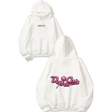 Urbvn Doja Cat Lolipop Tasarım Baskılı Oversize Beyaz Kapüşonlu Sweatshirt