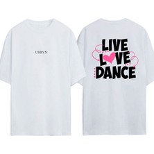 Urbvn Dance 1 Tasarım Baskılı Beyaz Oversize T-Shirt