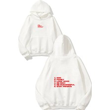 Urbvn Private Tasarım Baskılı Oversize Beyaz Kapüşonlu Sweatshirt