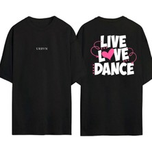 Urbvn Dance 1 Tasarım Baskılı Siyah Oversize T Shirt