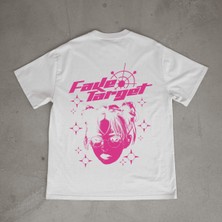 Urbvn Faketarget Tasarım Baskılı Beyaz Oversize T-Shirt