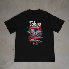 Urbvn Drift Tasarım Baskılı Siyah Oversize T-Shirt