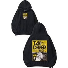 Urbvn Driver 2 Tasarım Baskılı Oversize Siyah Kapüşonlu Sweatshirt