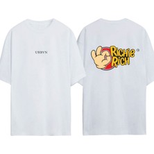 Urbvn Richie Rich Tasarım Baskılı Beyaz Oversize T-Shirt