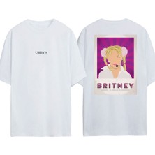 Urbvn Britney Tasarım Baskılı Beyaz Oversize T-Shirt