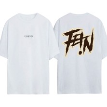 Urbvn Fein Tasarım Baskılı Beyaz Oversize T-Shirt