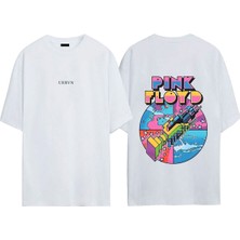 Urbvn Pink Floyd Tasarım Baskılı Beyaz Oversize T-Shirt