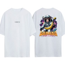 Urbvn Banana Tasarım Baskılı Beyaz Oversize T-Shirt