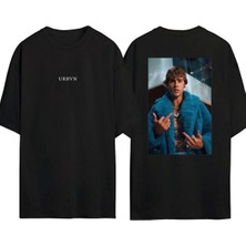 Urbvn Popstar Tasarım Baskılı Siyah Oversize T Shirt