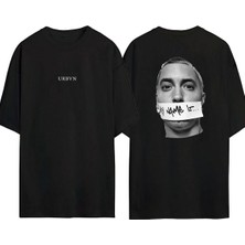 Urbvn Eminem Tasarım Baskılı Siyah Oversize T Shirt