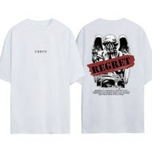 Urbvn Regret Tasarım Baskılı Beyaz Oversize T-Shirt