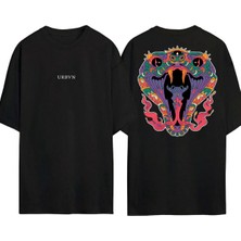 Urbvn Snake 5 Tasarım Baskılı Siyah Oversize T Shirt