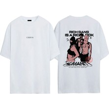 Urbvn Gang Tasarım Baskılı Beyaz Oversize T-Shirt
