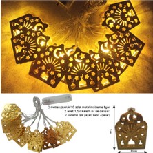 Özbience Ramazan Temalı Gün Işığı, Metal Ampullü Dini Sembollü Fener, Pilli LED