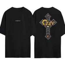 Urbvn Ozzy 1 Tasarım Baskılı Siyah Oversize T Shirt