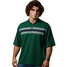 Maruf Shop Fermuarlı Erkek Büyük Beden 115 - 138 Kilo Arası Uygun Likralı Pike Polo Yaka Baskılı Tişört