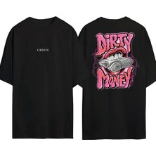 Urbvn Dirty Money Tasarım Baskılı Siyah Oversize T Shirt