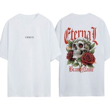 Urbvn Eternal Tasarım Baskılı Beyaz Oversize T-Shirt