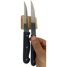 Skygo Mct Ahşap Mıknatıslı Duvara Monte Dişbudak Ahşap Bıçak Bloğu ve Bıçak Tutucu - 2 Bıçak Kapasiteli