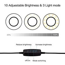 Skygo LED Ring Light Youtuber Makyaj Akrobat LED Halka Işık Kuaför, Halka Video Işığı, Canlı Aramalar Için Işık Kaynağı Lamba,telefon Tutuculu Stand Işıklı, Işık Desteği Sarı Beyaz Gün Işığı Jd-01