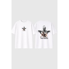 Urbvn Conor Tasarım Baskılı Beyaz Oversize T Shirt