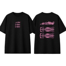 Urbvn Pink Car Tasarım Baskılı Siyah Oversize T-Shirt