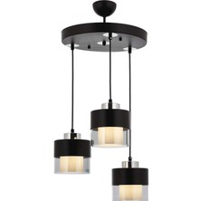 Skygo AV-60193-3T-BSY Siyah Boyalı Modern Avize E27 Metal Cam 40CM