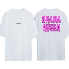 Urbvn Drama Queen Tasarım Baskılı Beyaz Oversize T-Shirt