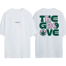 Urbvn The Groove Tasarım Baskılı Beyaz Oversize T-Shirt