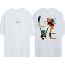 Urbvn Love Skull Tasarım Baskılı Beyaz Oversize T-Shirt
