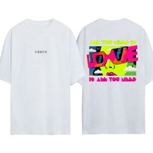 Urbvn You Need Tasarım Baskılı Beyaz Oversize T-Shirt