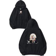 Urbvn One Piece 4 Tasarım Baskılı Oversize Siyah Kapüşonlu Sweatshirt