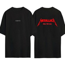 Urbvn Kill Em All Tasarım Baskılı Siyah Oversize T Shirt