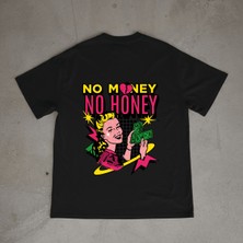 Urbvn Honey Tasarım Baskılı Siyah Oversize T-Shirt
