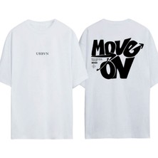 Urbvn Move On Tasarım Baskılı Beyaz Oversize T-Shirt