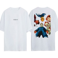 Urbvn Halloween 1 Tasarım Baskılı Beyaz Oversize T-Shirt
