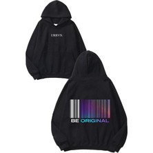 Urbvn Be Original Tasarım Baskılı Oversize Siyah Kapüşonlu Sweatshirt